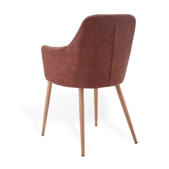 SILLÓN MANDARINA PU MARRÓN VINTAGE PATAS COLOR MADERA 2