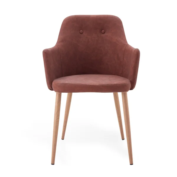 SILLÓN MANDARINA PU MARRÓN VINTAGE PATAS COLOR MADERA