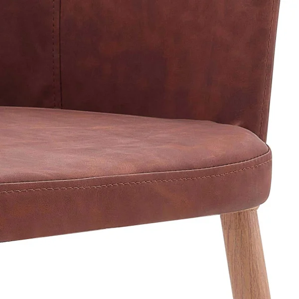 SILLÓN MANDARINA PU MARRÓN VINTAGE PATAS COLOR MADERA