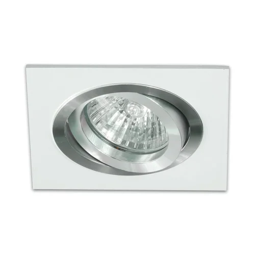 FARETTO DA INCASSO QUADRATO BIANCO-ALLUMINIO GU10 IP20