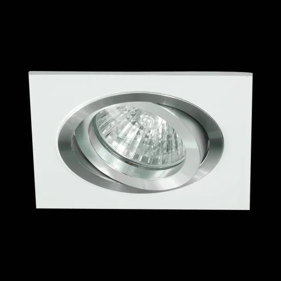 FARETTO DA INCASSO QUADRATO BIANCO-ALLUMINIO GU10 IP20 2