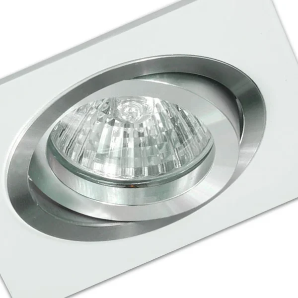 FARETTO DA INCASSO QUADRATO BIANCO-ALLUMINIO GU10 IP20