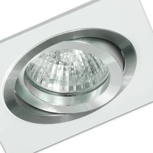 FARETTO DA INCASSO QUADRATO BIANCO-ALLUMINIO GU10 IP20