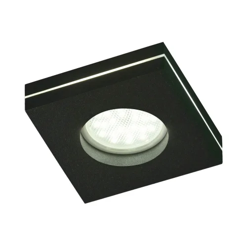 LUCE DA INCASSO LAVORATA CON LUCE LATERALE QUADRATA NERA GU10