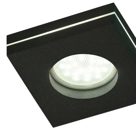 LUCE DA INCASSO LAVORATA CON LUCE LATERALE QUADRATA NERA GU10 2