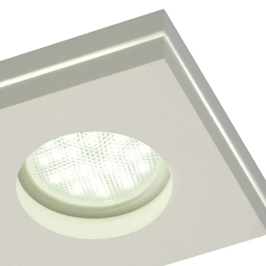 LUCE DA INCASSO LAVORATA CON LUCE LATERALE QUADRATA BIANCA GU10 2
