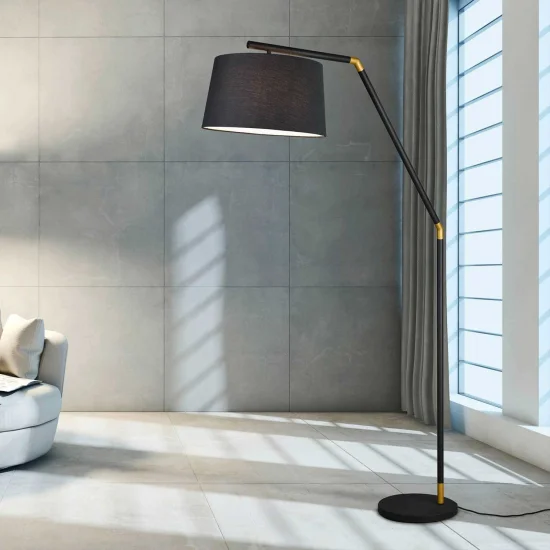 LAMPADA DA TERRA IN METALLO NERO E27 OLENA