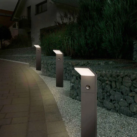 FARO LED ESTERNO 9 W 3000K ANTRACITE CON SENSORE IP54 50 CM CROCUS 2