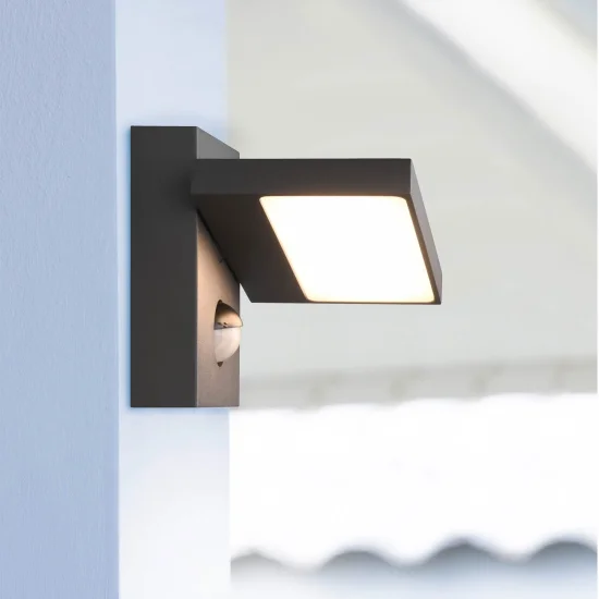 APLIQUE EXTERIOR LED 8 W 3000K ANTRACITA C/SENSOR IP54 BROMELIA