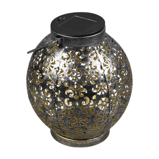 FAROL DE EXTERIOR LED SOLAR PLATA ANTIGUO CANEK 2