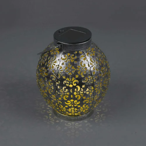 FAROL DE EXTERIOR LED SOLAR PLATA ANTIGUO CANEK