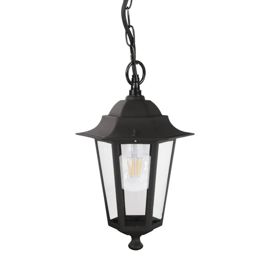 LAMPADA A SOSPENSIONE ESTERNA ESAGONALE NERA