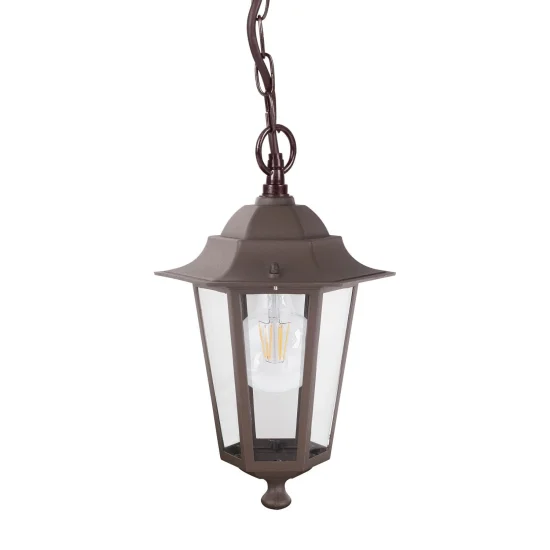 LAMPADA A SOSPENSIONE ESTERNA RUGGINE MARRONE ESAGONALE