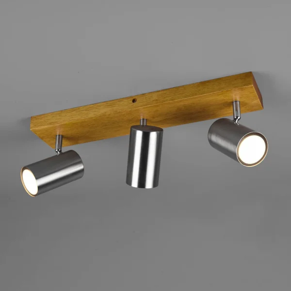 FARETTO GRAFTON A 3 LUCI MARRONE CHIARO NICHEL OPACO