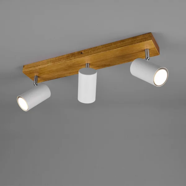 FOCO GRAFTON DE 3 LUCES MARRÓN CLARO BLANCO