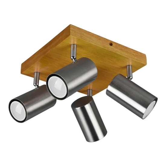 PLAFÓN DE TECHO GRAFTON 4 LUCES MARRÓN CLARO NÍQUEL MATE 2