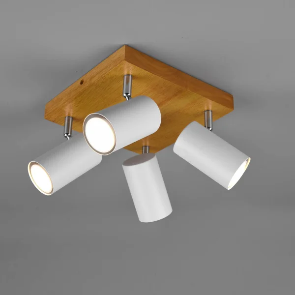 PLAFÓN DE TECHO GRAFTON 4 LUCES MARRÓN CLARO BLANCO