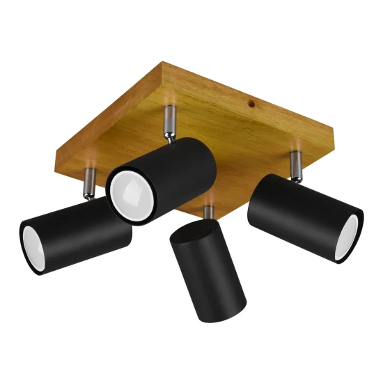 PLAFÓN DE TECHO GRAFTON 4 LUCES MARRÓN CLARO NEGRO 2