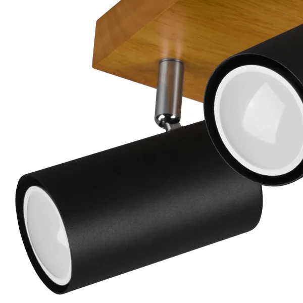 PLAFÓN DE TECHO GRAFTON 4 LUCES MARRÓN CLARO NEGRO