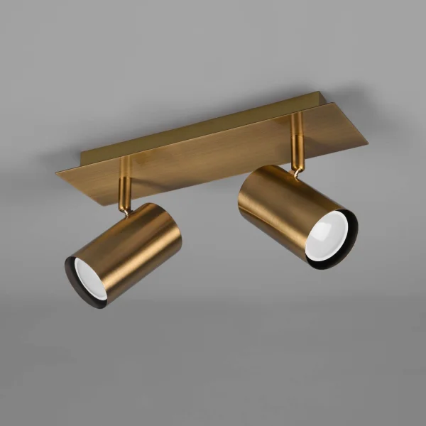 FOCO GRAFTON DE 2 LUCES LATÓN ANTIGUO