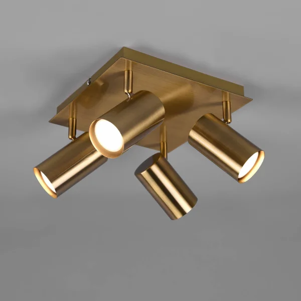 PLAFÓN DE TECHO GRAFTON 4 LUCES LATÓN ANTIGUO