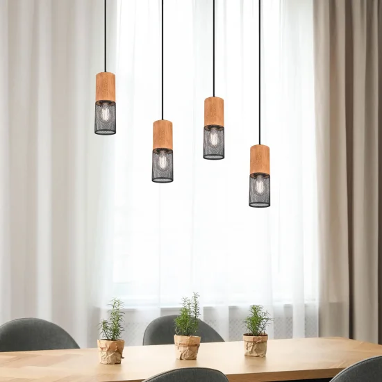 LÁMPARA 4 LUCES METAL NEGRO E27 MILLER
