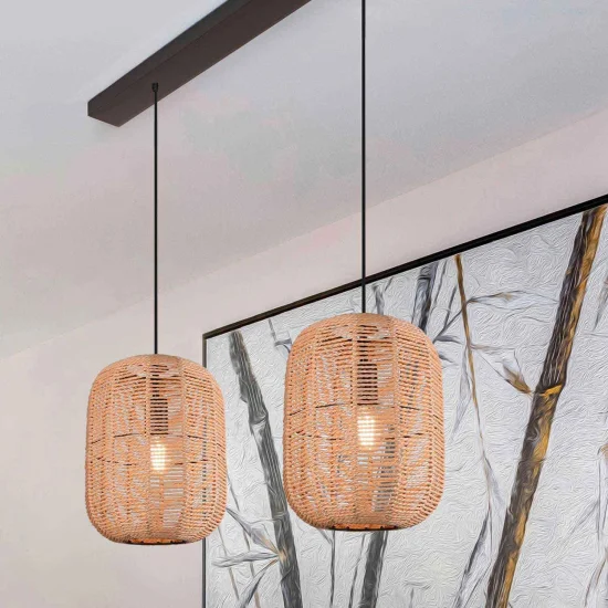 LAMPADA DA SOFFITTO 2 LUCI Ø35 CM SISAL E27 OLAV