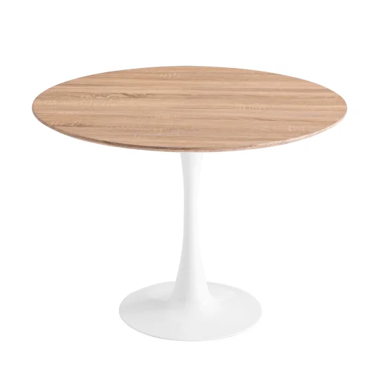 TAVOLA SAN ANTONI Ø120 CM GAMBA BIANCA PIANO NATURALE