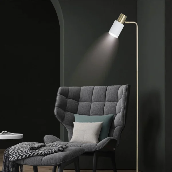 LÁMPARA DE PIE BLANCO/CUERO E14 FILOMENA