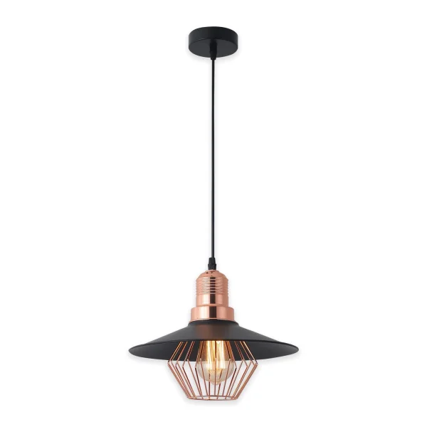 LÁMPARA DE TECHO NEGRO/ORO ROSA LOIS