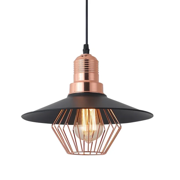 LÁMPARA DE TECHO NEGRO/ORO ROSA LOIS
