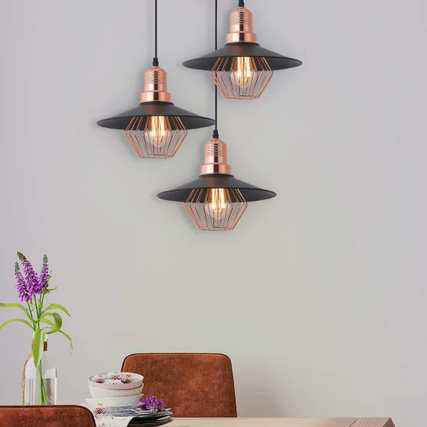 LÁMPARA DE TECHO NEGRO/ORO ROSA LOIS