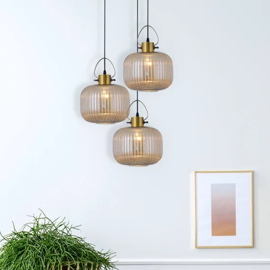 LÁMPARA DE TECHO CRISTAL TALLADO ÁMBAR HAKANA 2