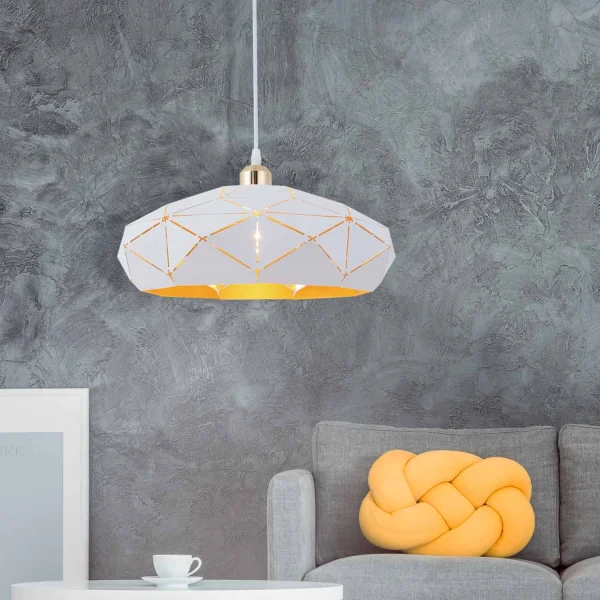 LÁMPARA DE TECHO BLANCO/DORADO KESHI