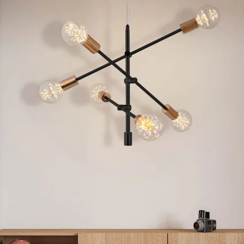 LÁMPARA DE TECHO JUPITER 6 LUCES NEGRO