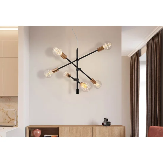 LÁMPARA DE TECHO JUPITER 6 LUCES NEGRO 2