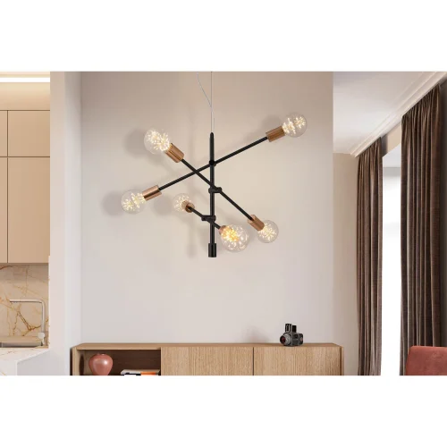 LÁMPARA DE TECHO JUPITER 6 LUCES NEGRO