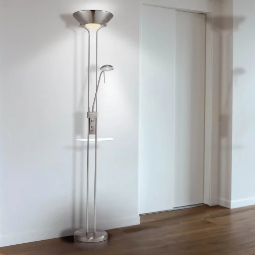 LAMPADARIO DA TERRA LED AYMERICK 19W+5W 3000K USB NICKEL