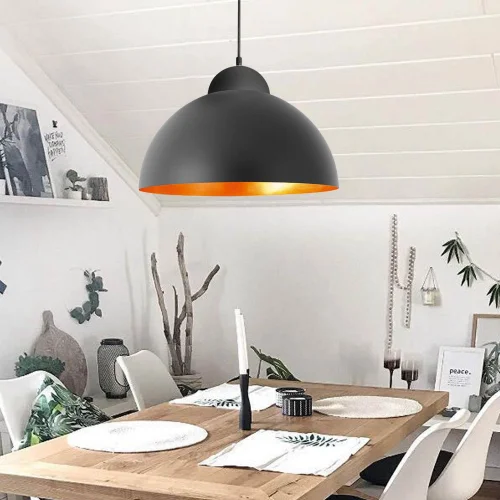 LÁMPARA DE TECHO Ø 60 CM NEGRO/DORADO MONTSERRAT