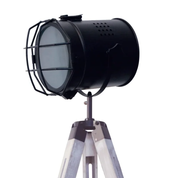 LAMPADA DA TERRA COSME IN ACCIAIO ANTICATO BIANCO CON GRIGLIA