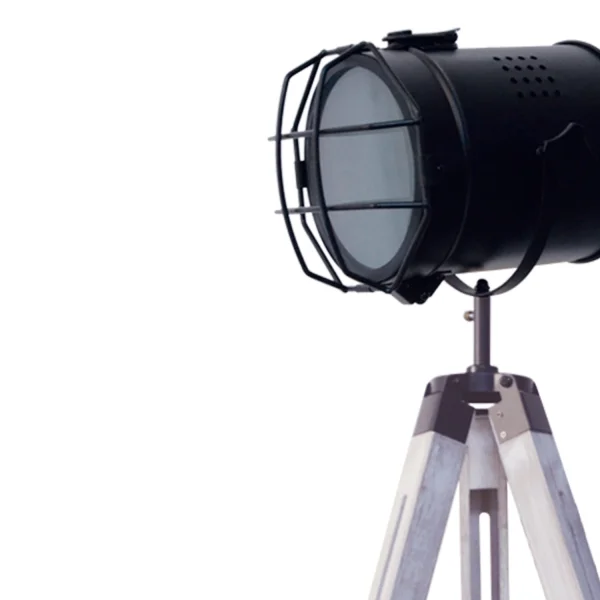 LAMPADA DA TERRA COSME IN ACCIAIO ANTICATO BIANCO CON GRIGLIA