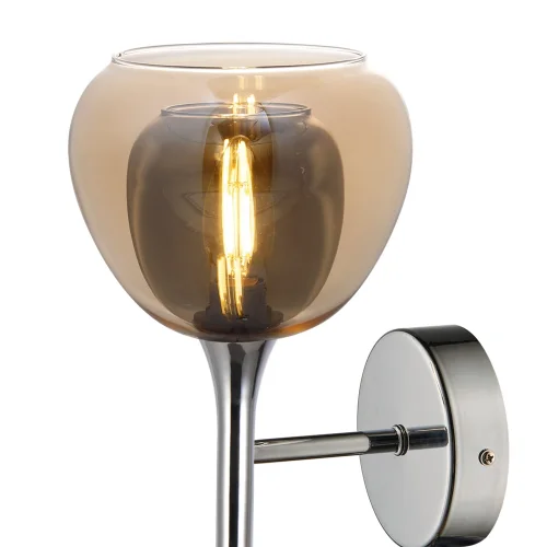 LAMPADA DA PARETE 1 LUCE VETRO ESTERNO AMBRA INTERNO FUMÉ NOLINA