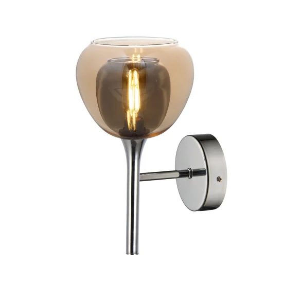 LAMPADA DA PARETE 1 LUCE VETRO ESTERNO AMBRA INTERNO FUMÉ NOLINA 2