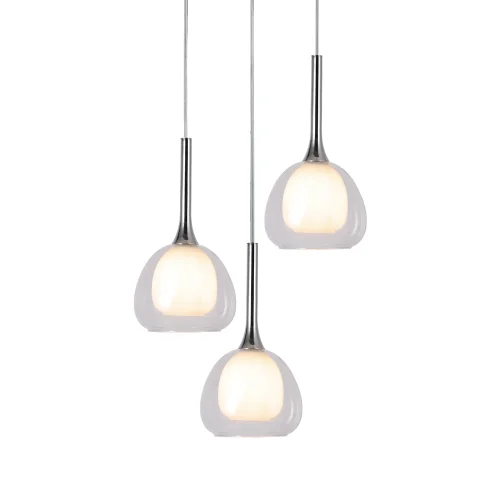 LAMPADA DA SOFFITTO 3 LUCI VETRO ESTERNO TRASPARENTE INTERNO BIANCO Ø38 NOLINA