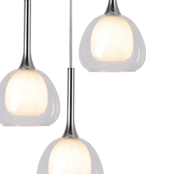 LAMPADA DA SOFFITTO 3 LUCI VETRO ESTERNO TRASPARENTE INTERNO BIANCO Ø38 NOLINA