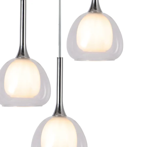 LAMPADA DA SOFFITTO 3 LUCI VETRO ESTERNO TRASPARENTE INTERNO BIANCO Ø38 NOLINA