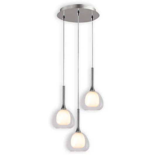 LAMPADA DA SOFFITTO 3 LUCI VETRO ESTERNO TRASPARENTE INTERNO BIANCO Ø38 NOLINA 2