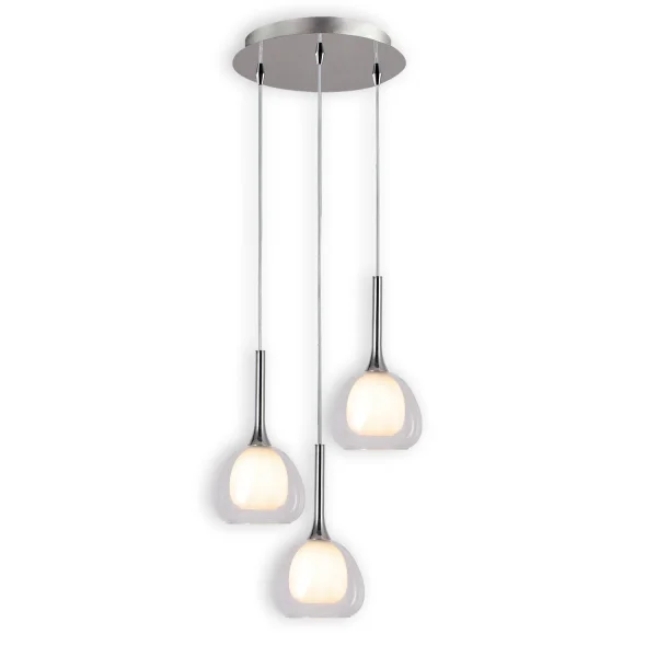 LAMPADA DA SOFFITTO 3 LUCI VETRO ESTERNO TRASPARENTE INTERNO BIANCO Ø38 NOLINA