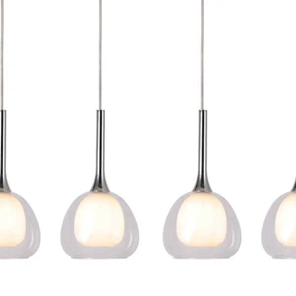 LAMPADA DA SOFFITTO 4 LUCI VETRO ESTERNO TRASPARENTE INTERNO BIANCO NOLINA