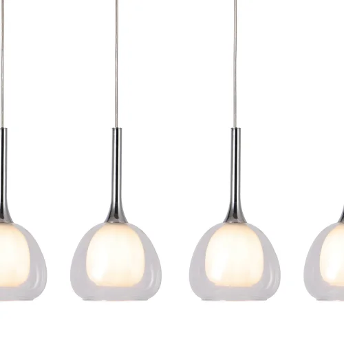 LAMPADA DA SOFFITTO 4 LUCI VETRO ESTERNO TRASPARENTE INTERNO BIANCO NOLINA